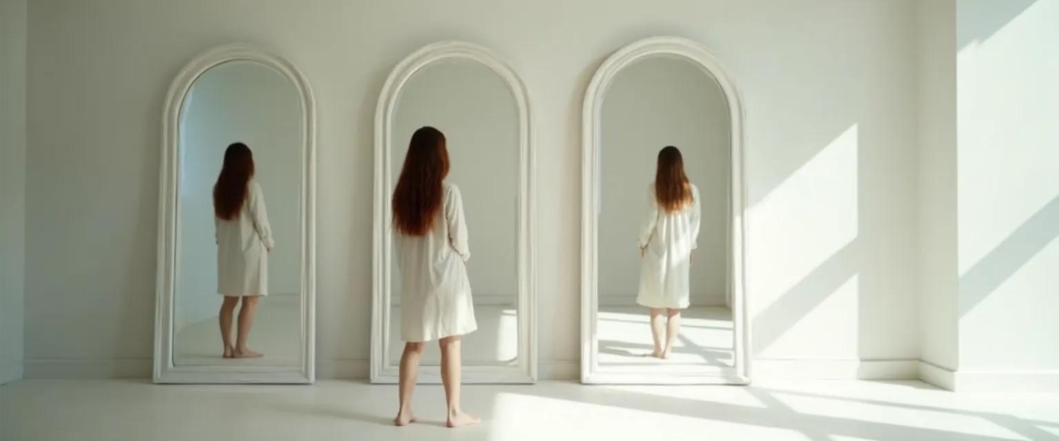 Person practicing daily mirror moments for strong self-awareness