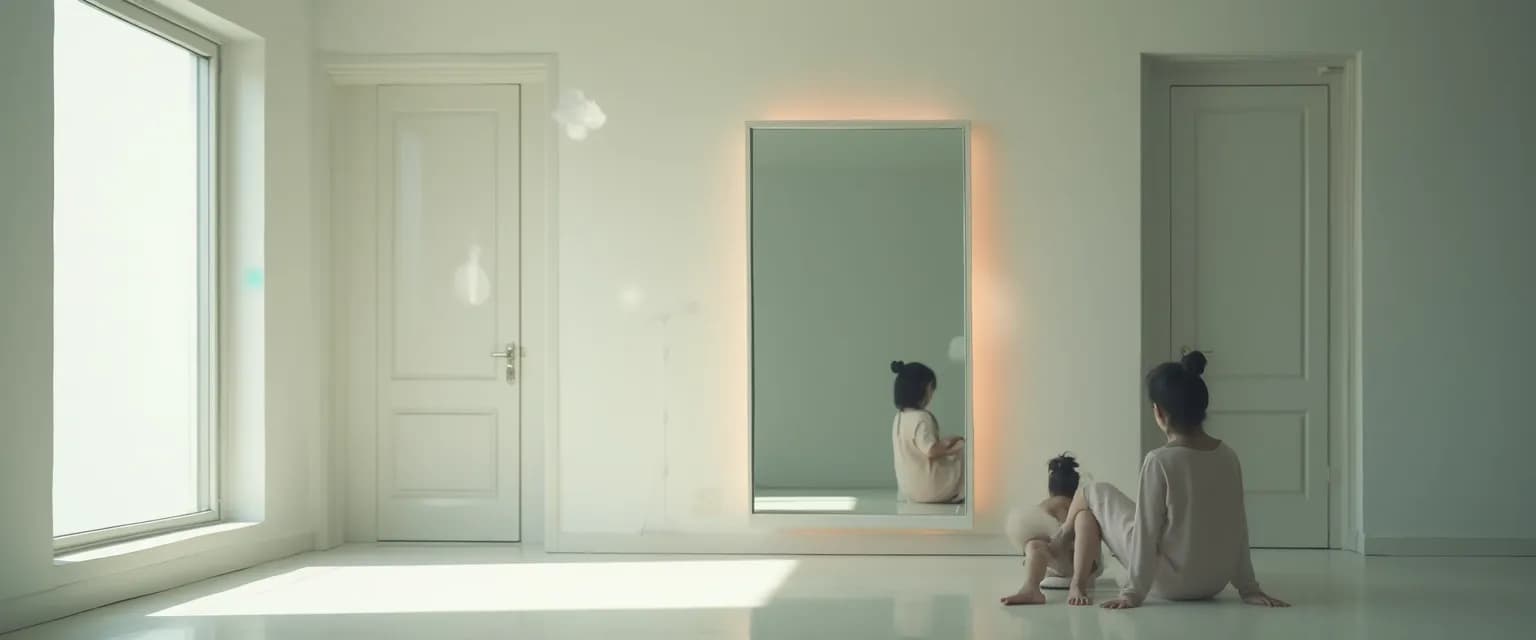 Person looking in mirror practicing self-awareness exercises to overcome lacking self-awareness