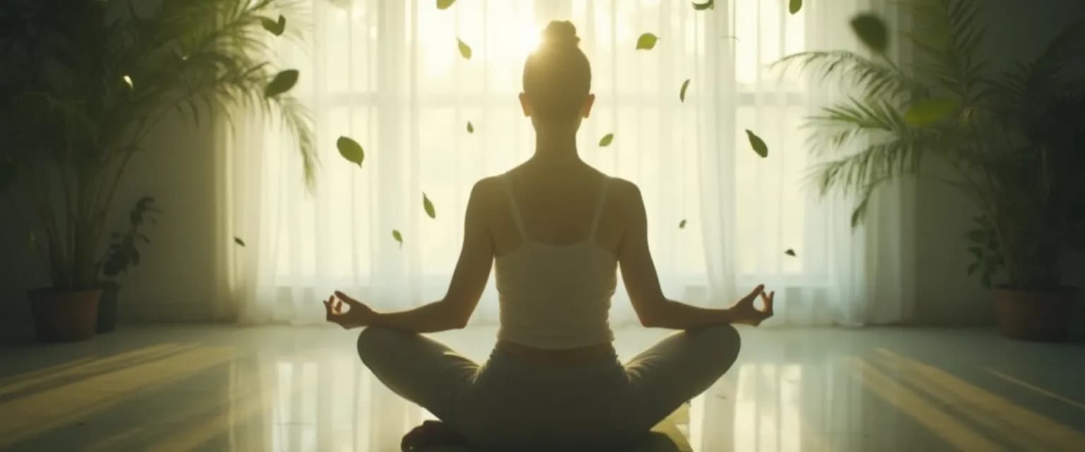 Woman practicing mindfulness meditation 2 weeks after breakup for emotional balance