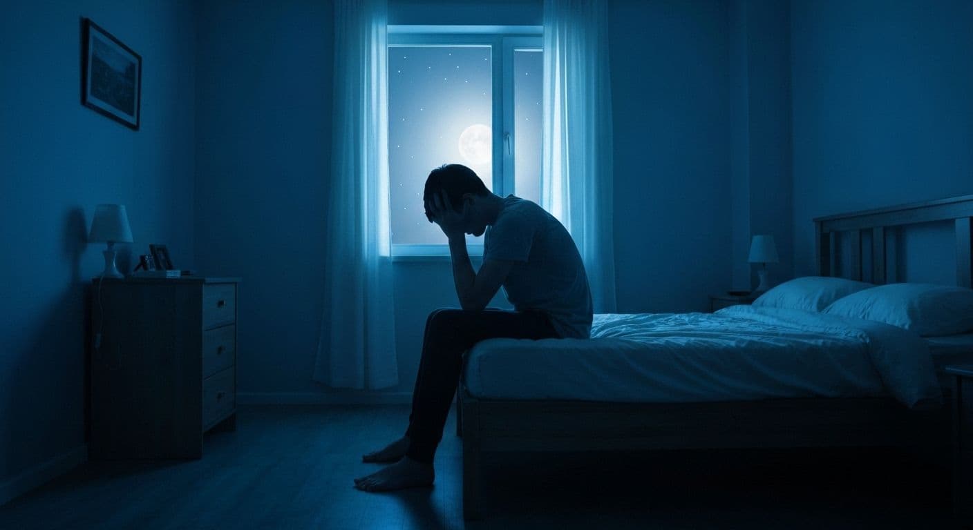 Person lying awake at night illustrating the truth about heartbreak and why emotional pain intensifies in darkness