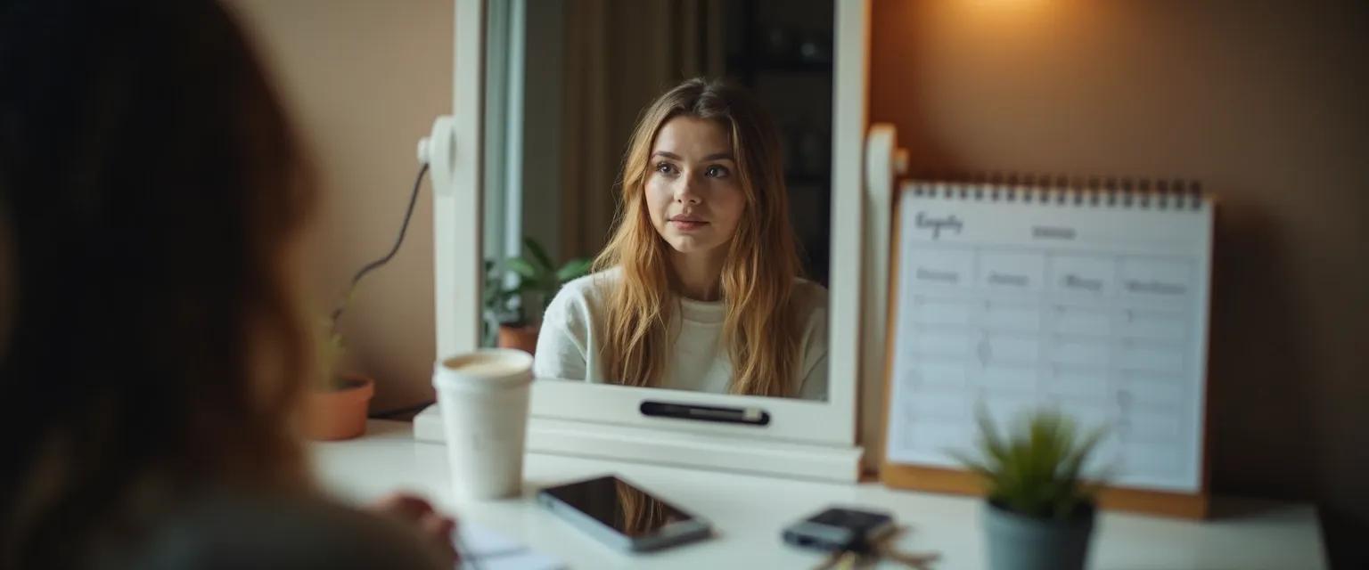 Person discovering self-awareness examples in real life during everyday activities