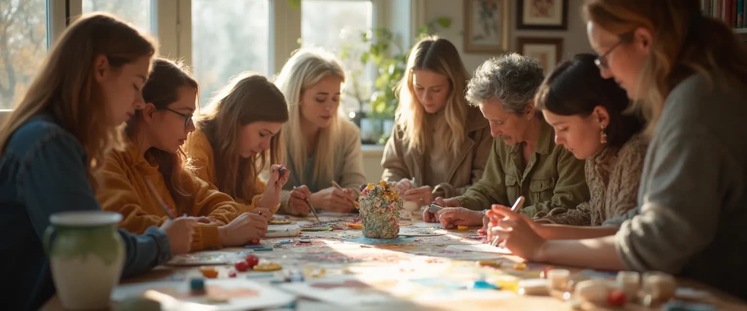 Person engaging in grief share through art therapy painting session