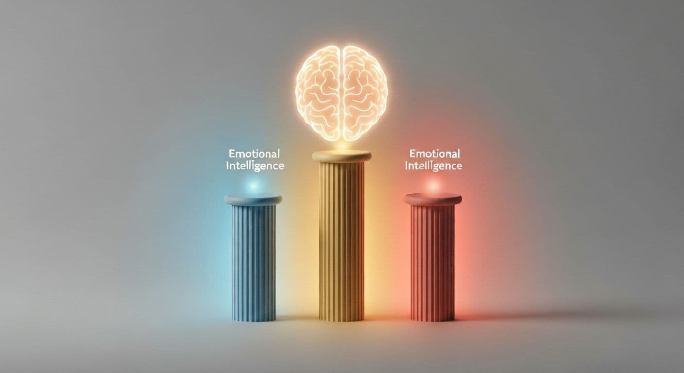 Three interconnected pillars representing self-awareness, self-management, and social awareness in emotional intelligence