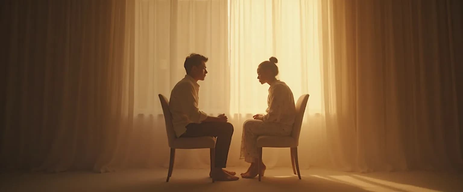 Person practicing mirror dialogue technique for developing personal confidence and self awareness