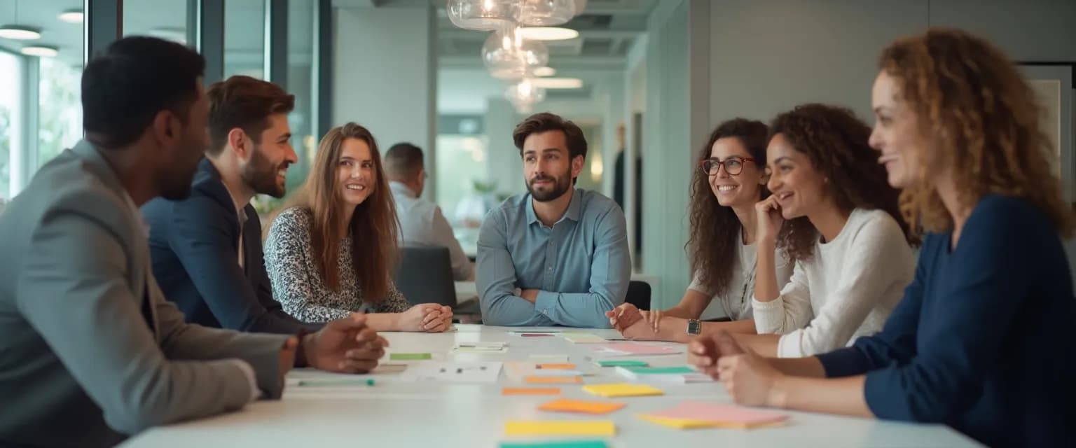 Team engaged in 5-minute emotional IQ training exercise during meeting