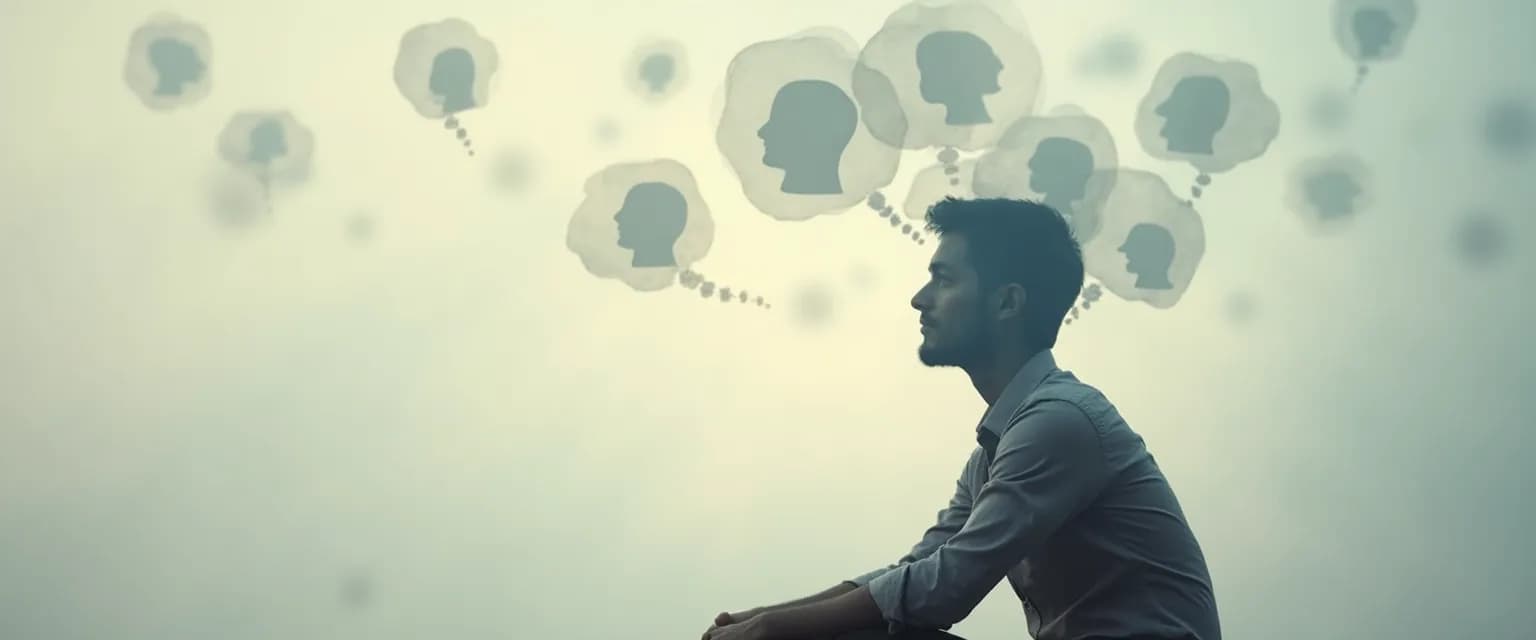 Person breaking free from too self aware anxiety cycle through balanced self-reflection