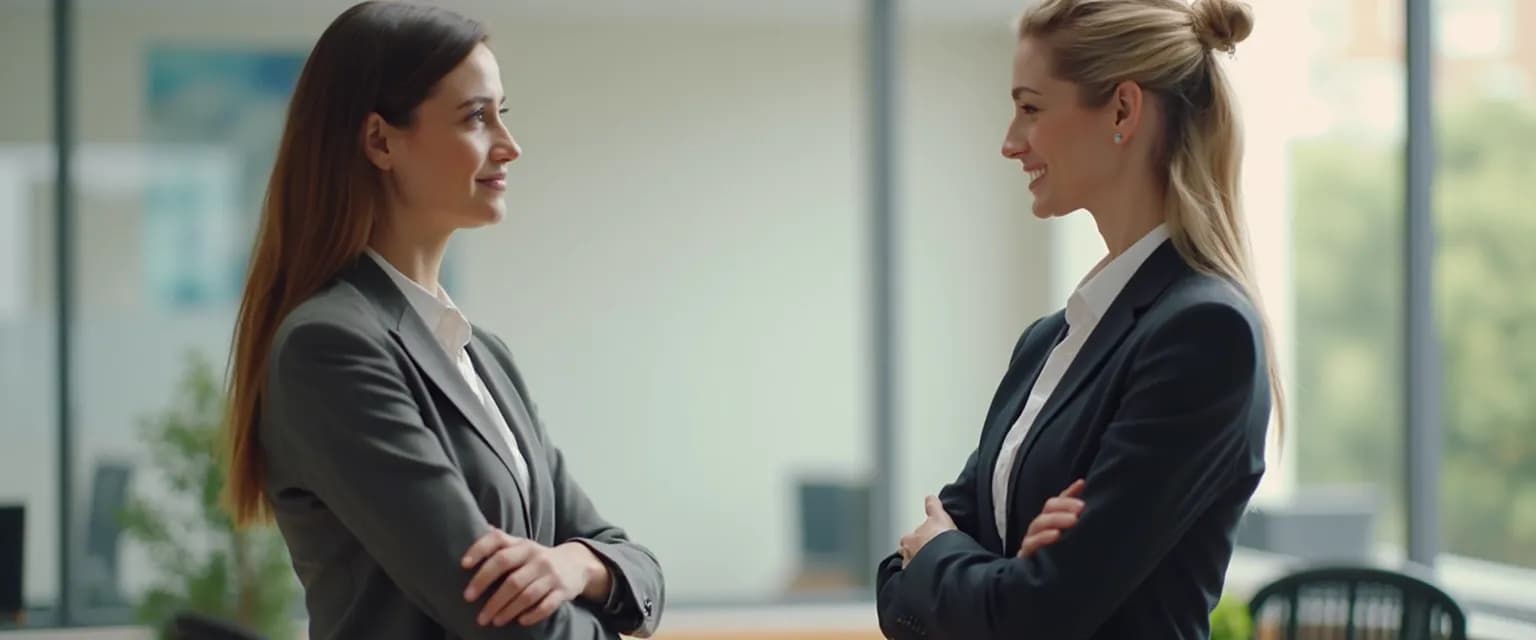 Professional using body language to increase emotional intelligence during workplace conflict resolution