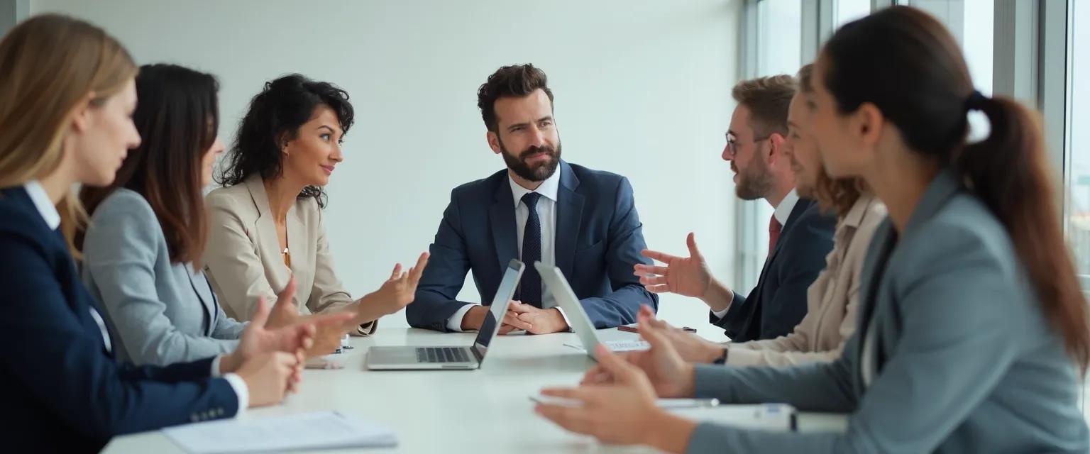 Professional using emotional intelligence communication techniques to read body language in workplace meeting