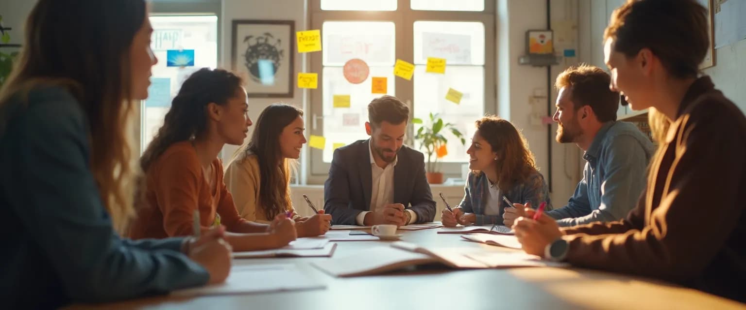 Team engaging in self-awareness exercises to improve organizational behavior and collaboration