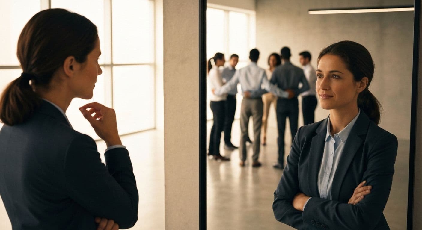 Self awareness in leadership concept showing leader reflecting on communication patterns with team members