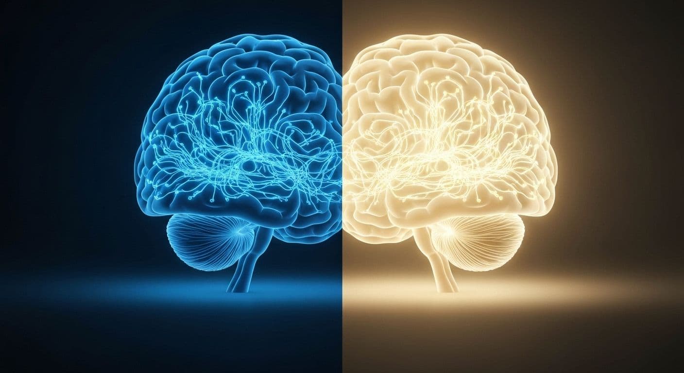 Person developing cognitive self awareness by pausing to override automatic thinking patterns and make intentional choices