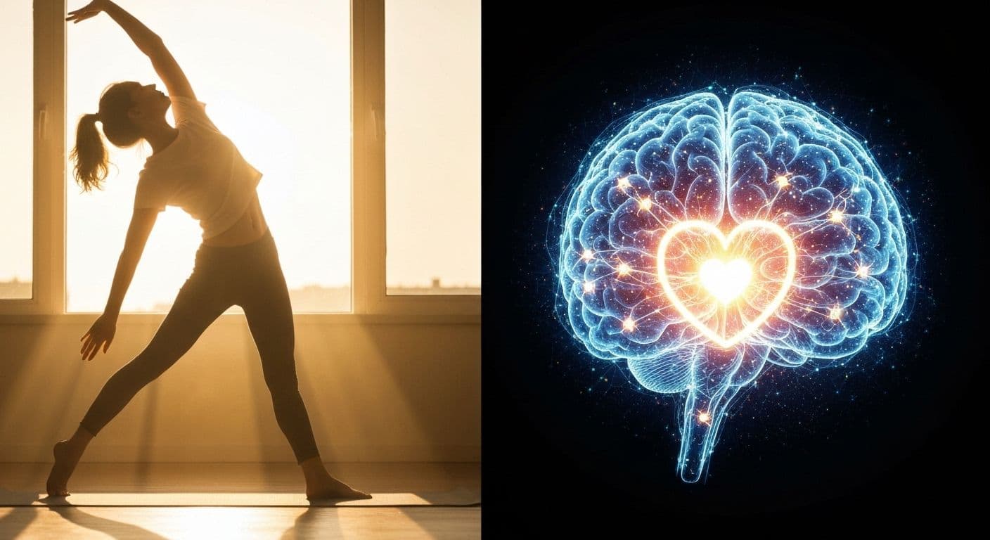 Person practicing healthy life healthy mind morning routine with hydration, natural light, and gentle movement