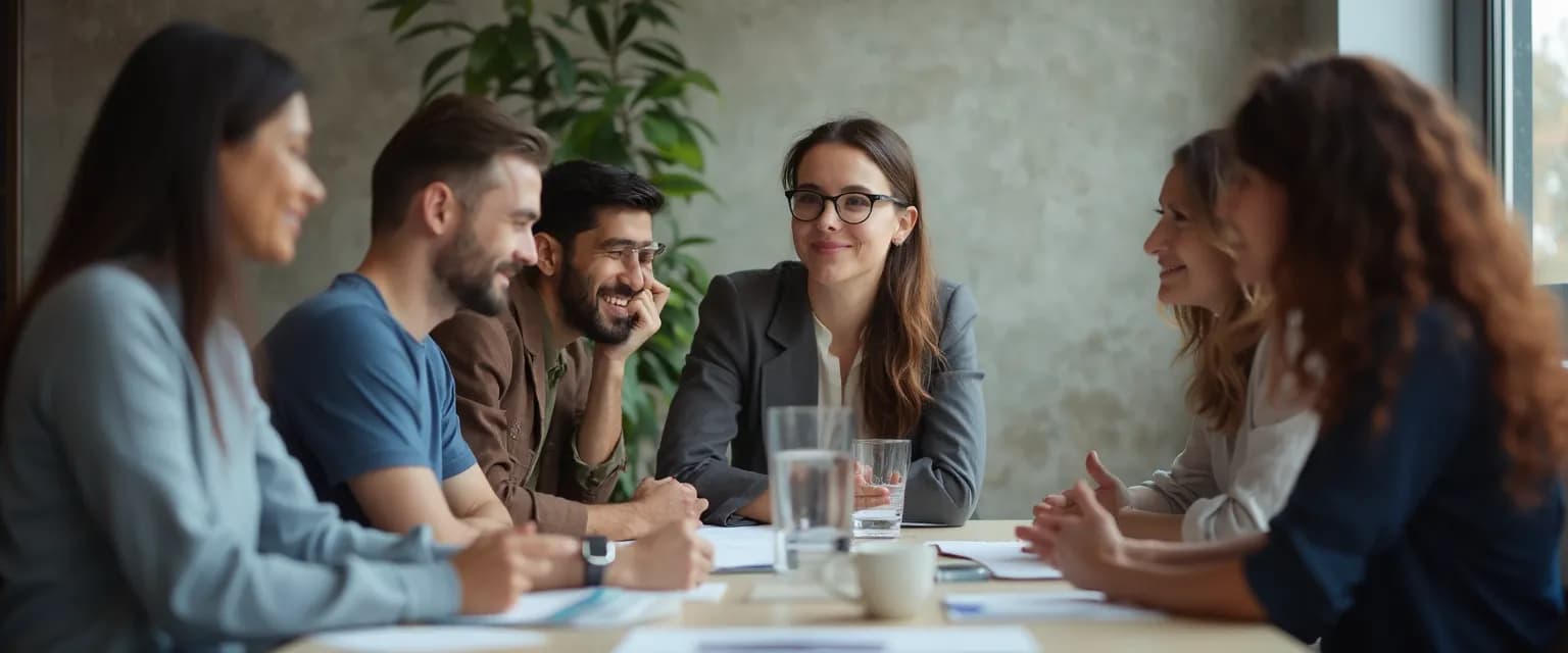 Team meeting demonstrating techniques for the emotionally intelligent workplace