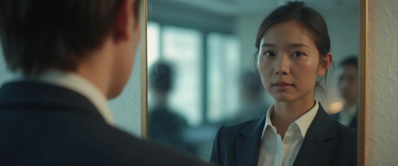 Professional completing a leadership self-awareness assessment to identify blind spots