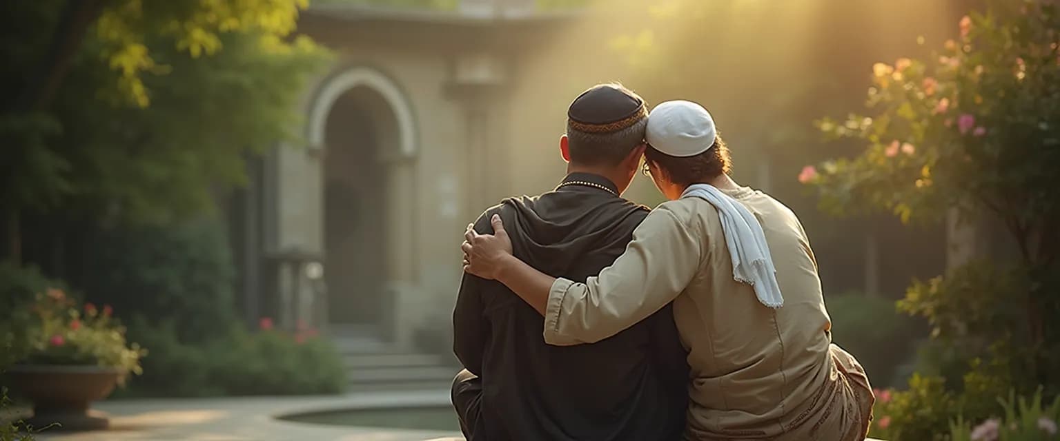 Friends providing comfort across religious differences after a loved one's loss