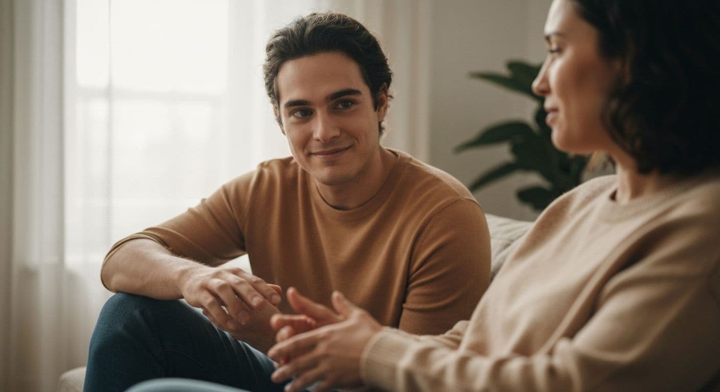 Two people sitting together showing what to say to someone who lost a loved one through active listening and presence