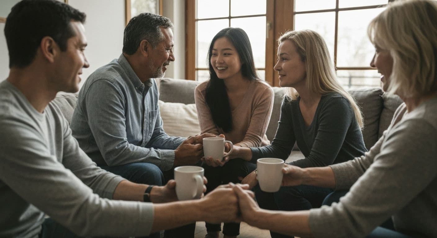 Friends providing emotional support to someone 2 weeks after breakup during difficult time