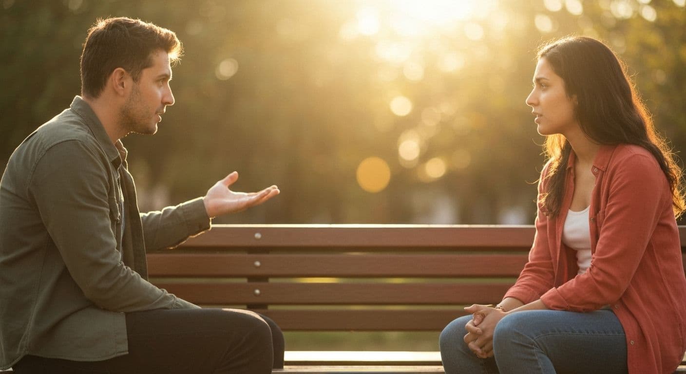 Two friends having a meaningful conversation about emotional awareness and rebuilding trust for people who have no self awareness