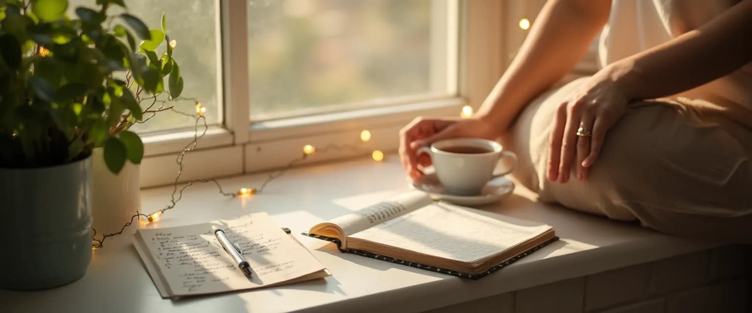 Person enjoying simple activities during their 30-day happiness project