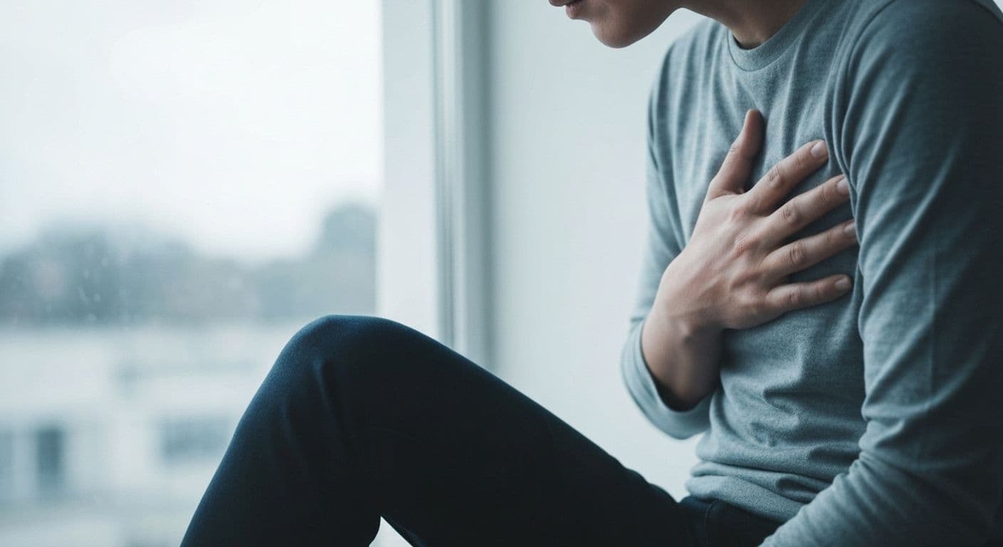 Person experiencing physical sensations showing this what heartbreak feels like with hand on chest