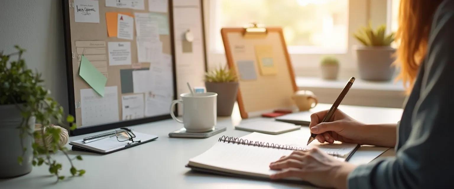 Person implementing accountability systems to overcome procrastination in self-employment