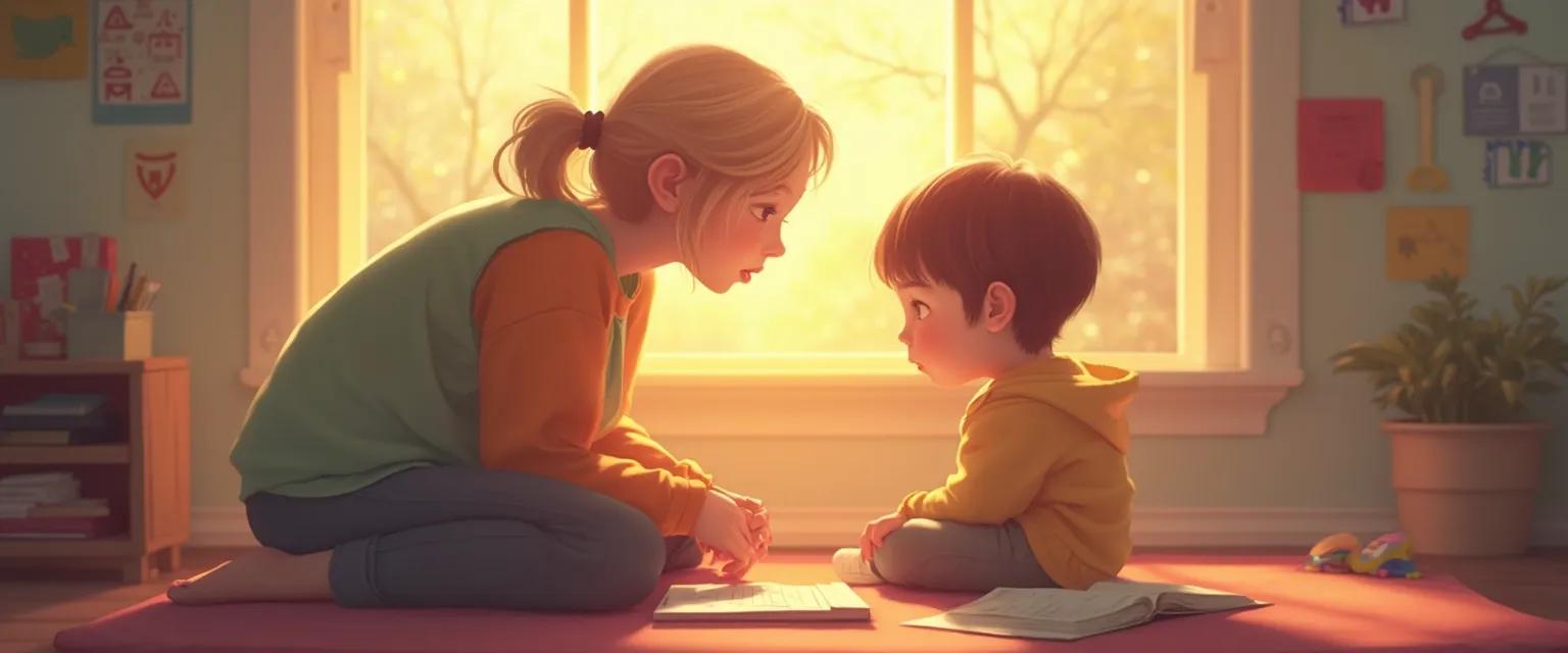 Parent supporting child through anxiety during developmental stages with compassionate communication