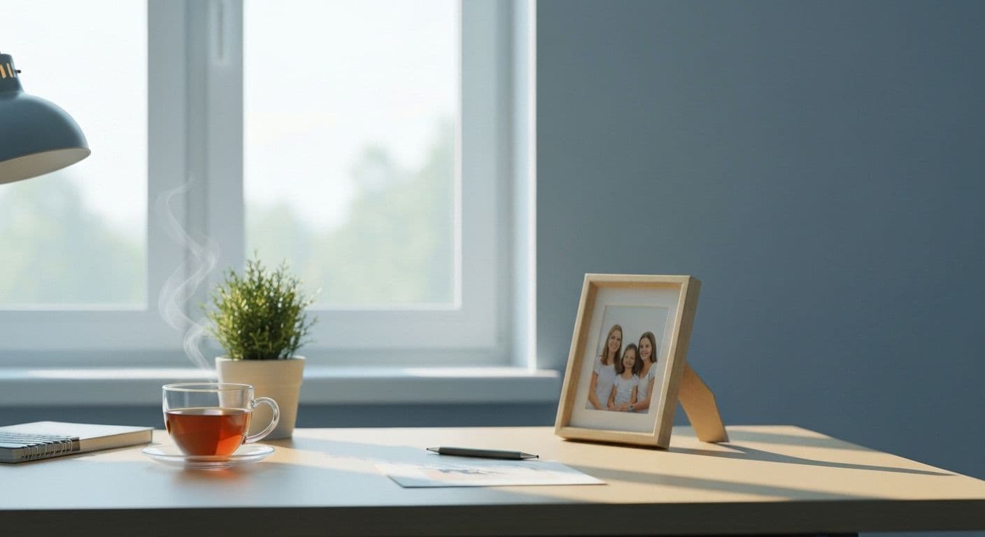 Person at desk managing emotions while grieving a parent and returning to work