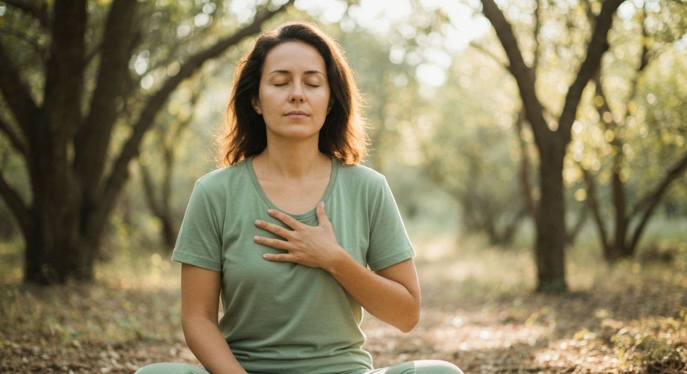 Person tuning into body signals demonstrating private self awareness examples without digital tools