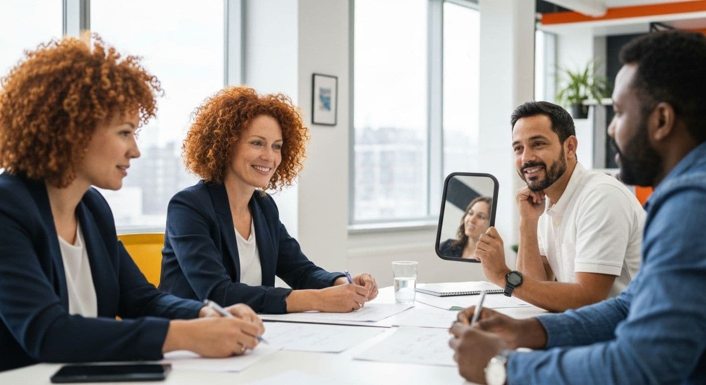 Professional team collaborating effectively through awareness in workplace communication and emotional intelligence