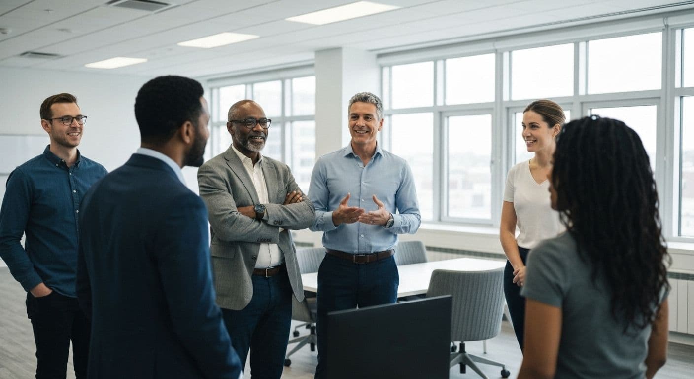 Person confidently engaging in group conversation demonstrating social and self awareness skills