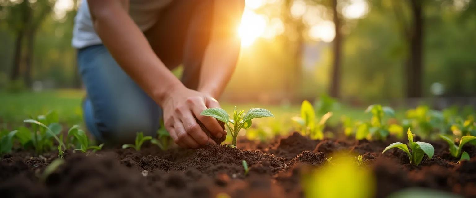 Woman volunteering at community garden to heal her heartbreak through meaningful connection
