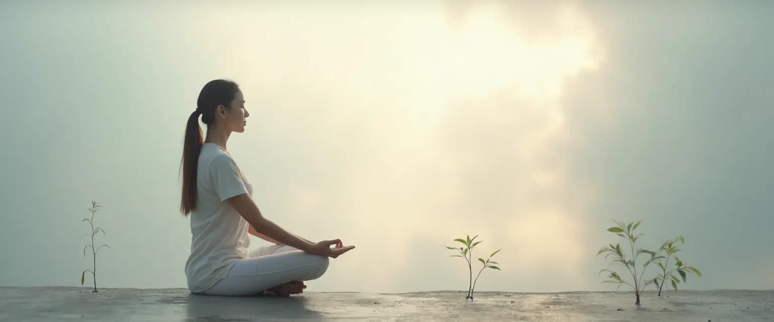 Person practicing 5-minute fitmind exercise for mental resilience at desk