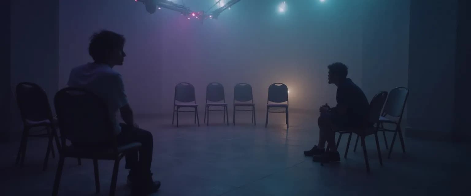 Introvert participating thoughtfully in a grief share group setting with supportive members