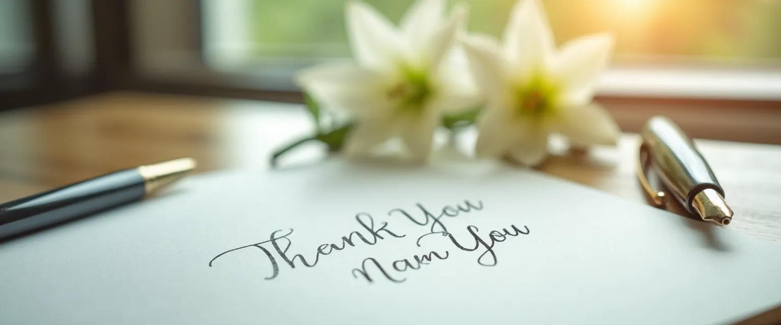Handwritten thank you sympathy card messages showing genuine appreciation for condolences