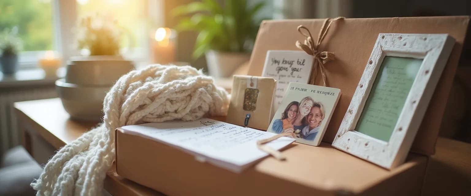 Thoughtful care package with items to send to someone who is grieving from a distance