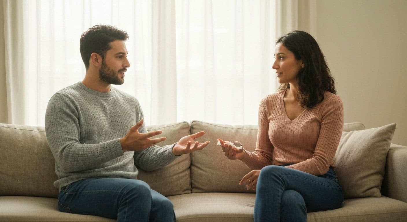 Couple practicing self awareness in marriage through open and honest communication about their emotional needs