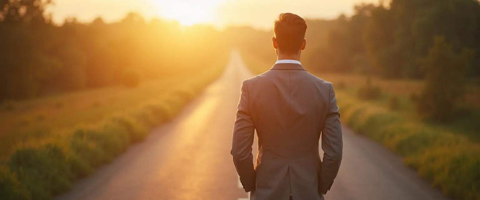 Professional maintaining confidence during career growth while reviewing accomplishments