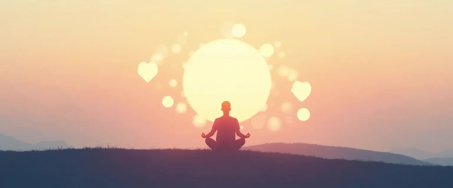 Person creating a guided meditation for self-awareness using simple tools