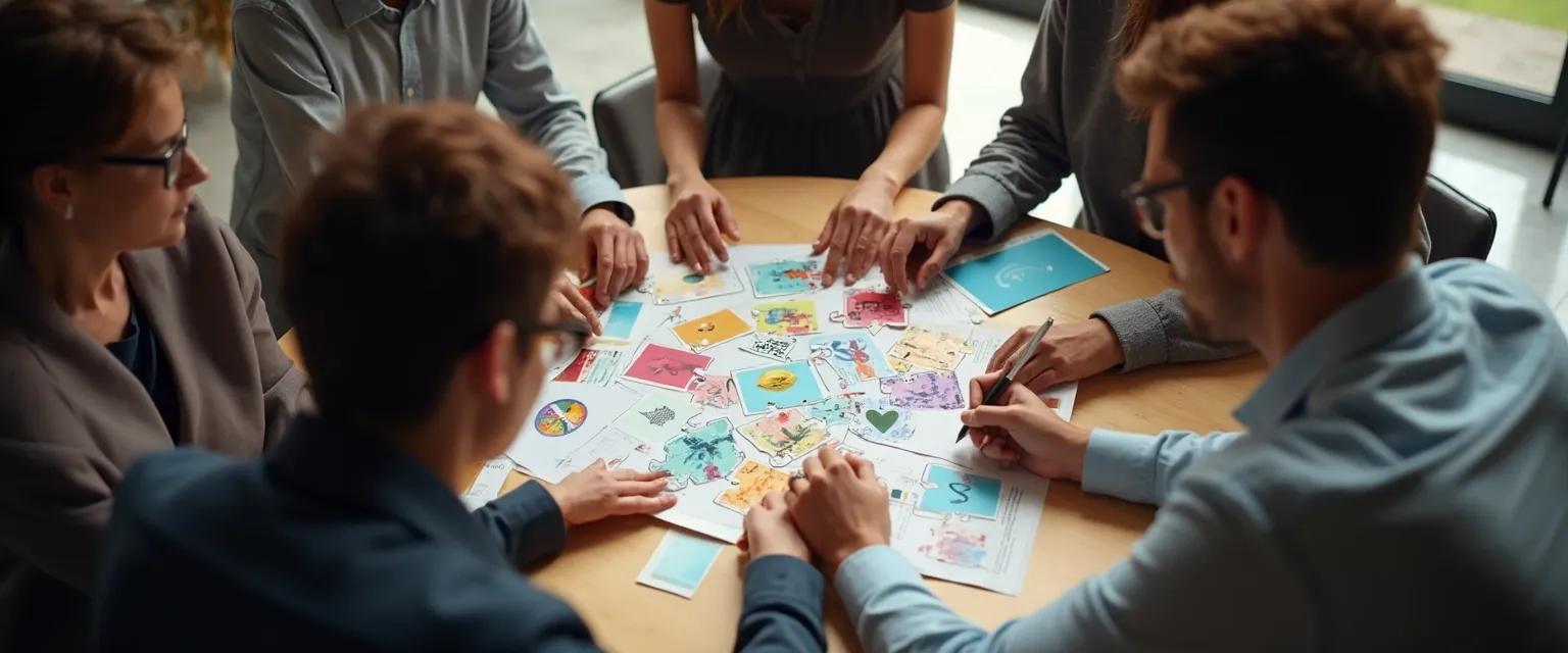 Leadership team participating in emotional intelligence training games to build stronger connections