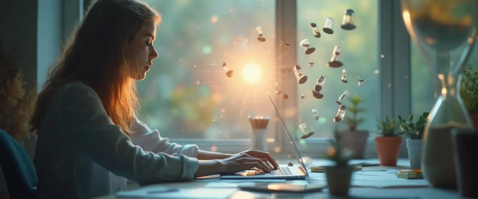 Creative professional using focus techniques to tame wavering mind during creative work