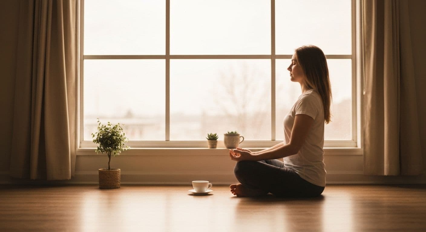 Person practicing mindful awareness during daily routine promoting self awareness without journaling