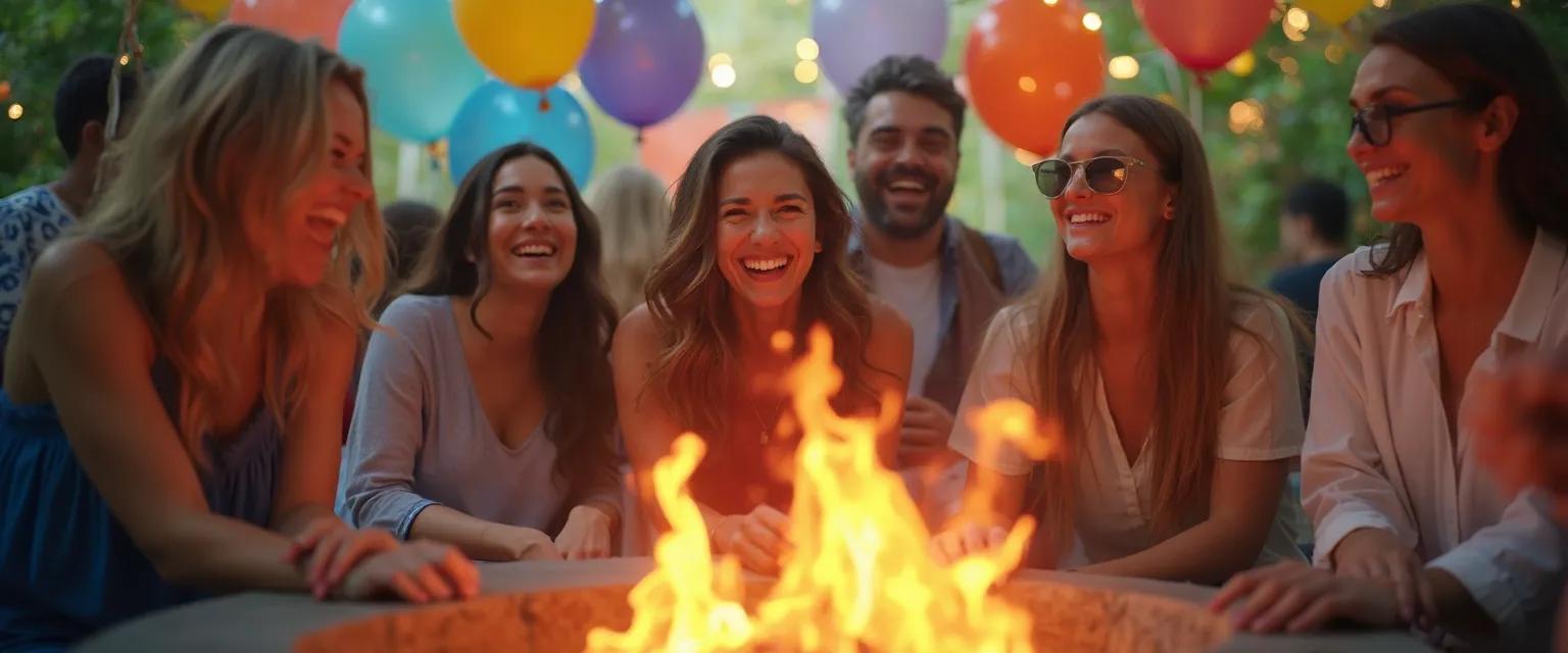 Friends enjoying therapeutic breakup party games that promote healing and emotional release