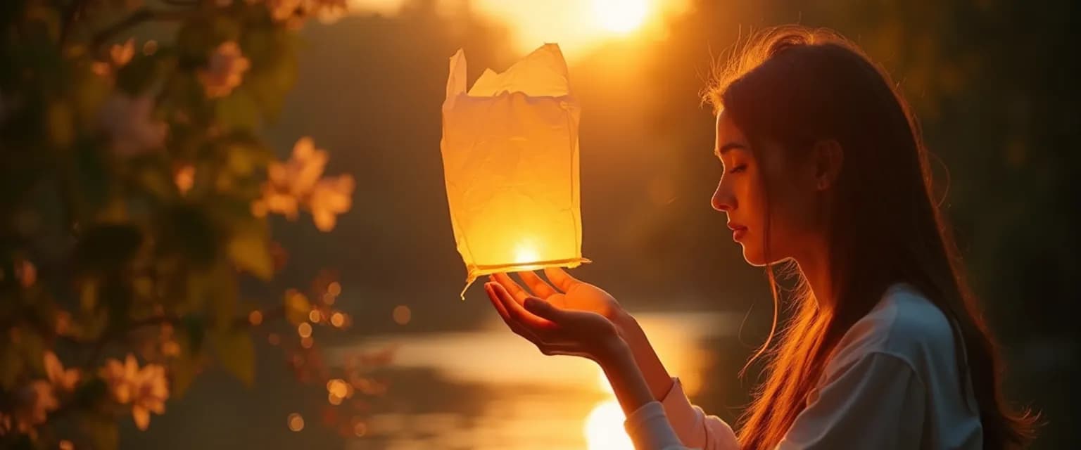 Person performing a ritual release ceremony as the best way to get over heartbreak
