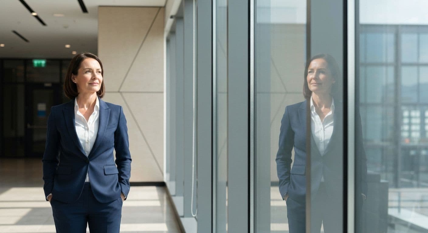 Professional finding self awareness through mindful reflection in workplace setting