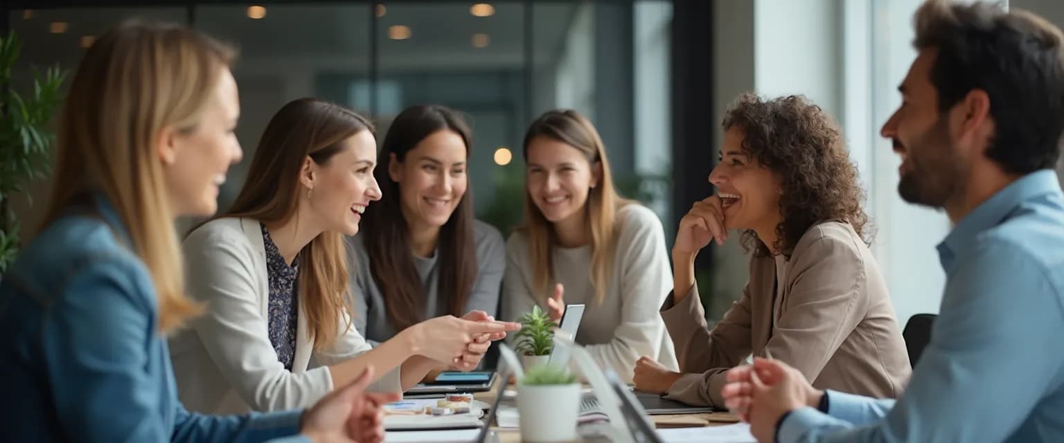 Business team demonstrating emotional intelligence by reading non-verbal cues during a meeting