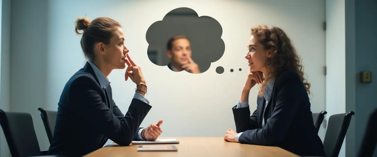 Professional using self-awareness in conflict management during a workplace meeting