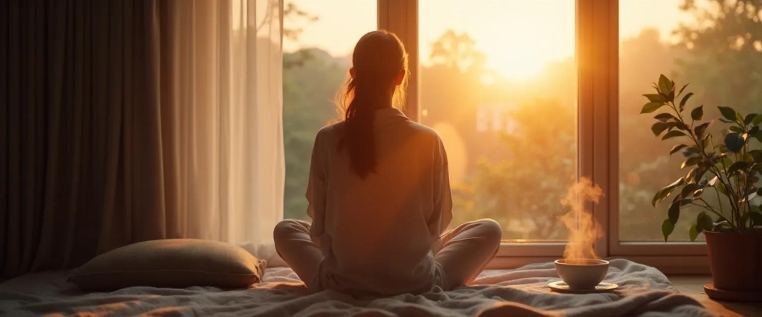 Person learning self-awareness through quick daily reflection techniques