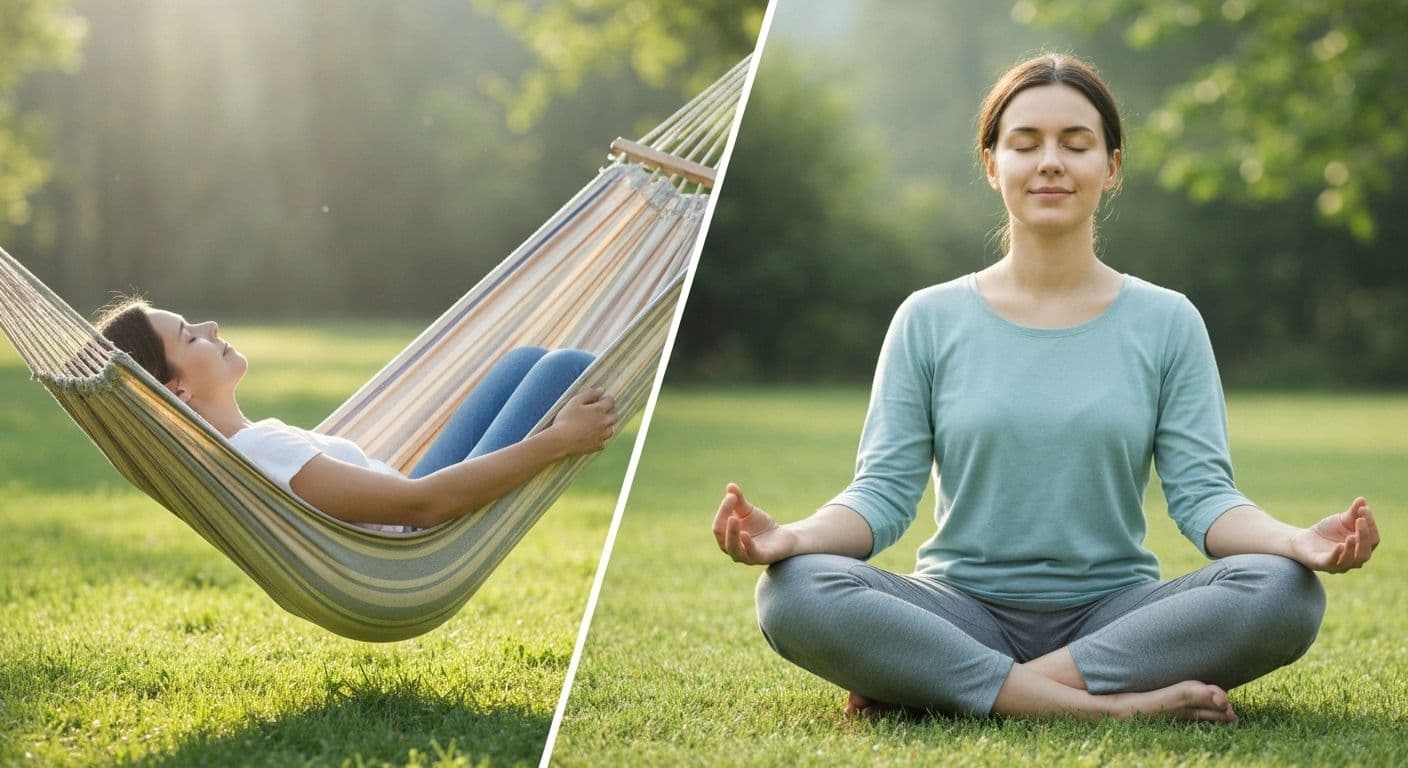 Person relaxing peacefully illustrating mental rest days for a fit mind