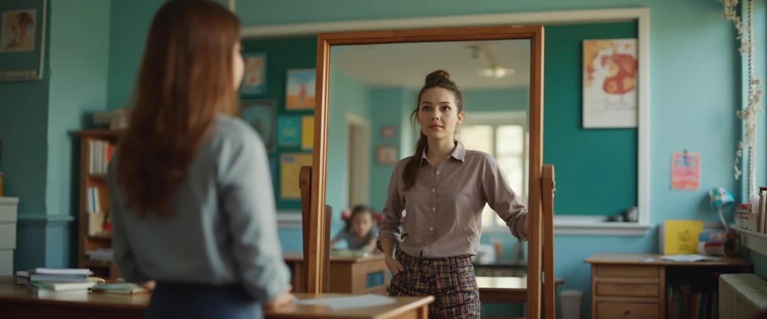 Teacher practicing self-awareness exercises for professional growth in the classroom