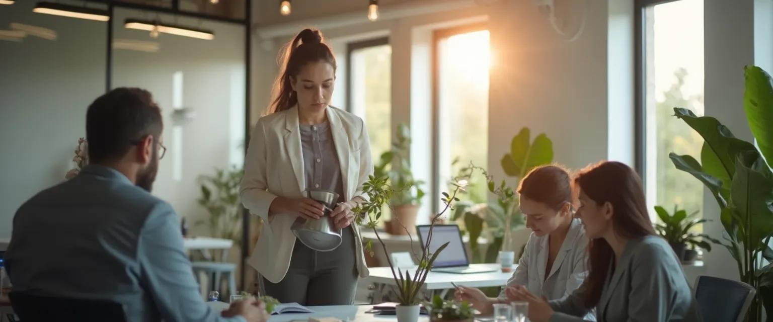 Professional demonstrating high emotional IQ in workplace conversation